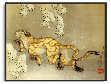Inspiration Tigre dans la neige Hokusai - peinture à l'huile